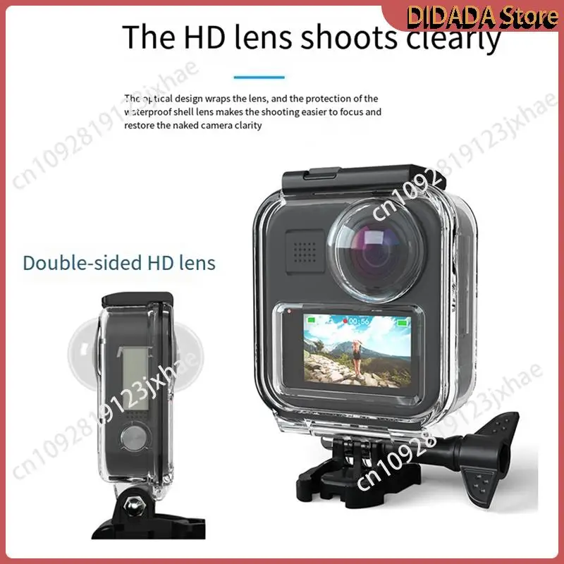 N82R Waterproof Camera Case For Gopro MAX Panoramic Sports Camera Bezel Underwater Protective Case Diving Accessories