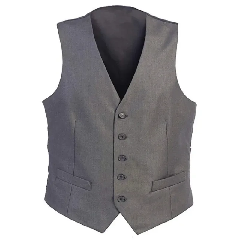 Black Men's Vest Suit Formal Slim Fit Gilet Grey Burgundy Solid Business Waistcoat Jacket Homme Vests For Groosmen Man Wedding