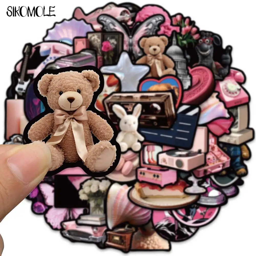 10/30/50PCS Cartoon Pink Black Y2K Style Girl Graffiti Stickers Kawaii DIY Travel Luggage Guitar Fridge Laptop Sticker Kid Decal