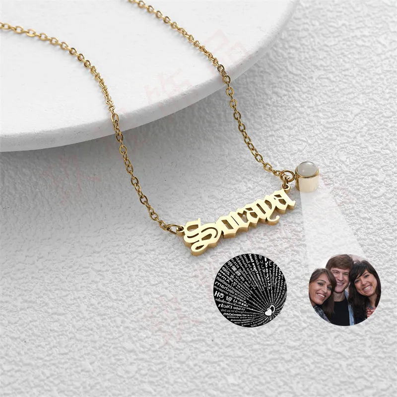 Custom Projection Photo Necklace Personalized Pet Photo Pendant Chain Pet Memorial Gift Anniversary gift Valentine