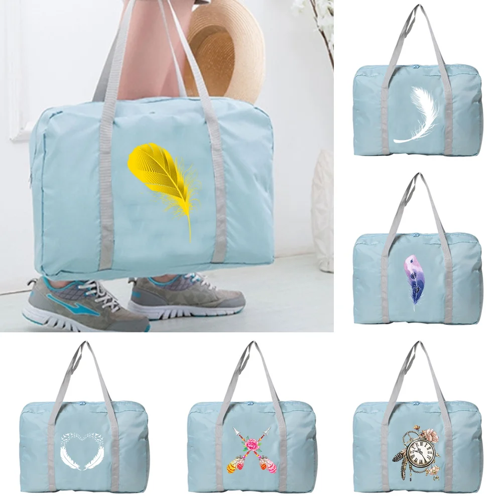 

Lightweight Travel Handbag Large Capacity Feather Series Handbag Minimalist Travel Vacation Fitness Portable Handbags Foldable