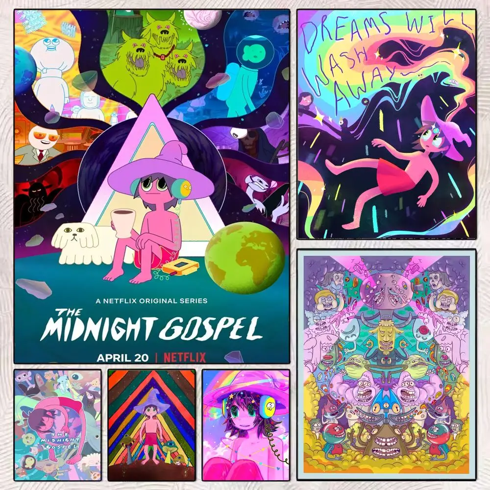 Pôster decorativo de desenho animado The M-Midnight G-Gospel, adesivos de arte de parede, impressão de foto para decoração de casa, sala de estar, corredor