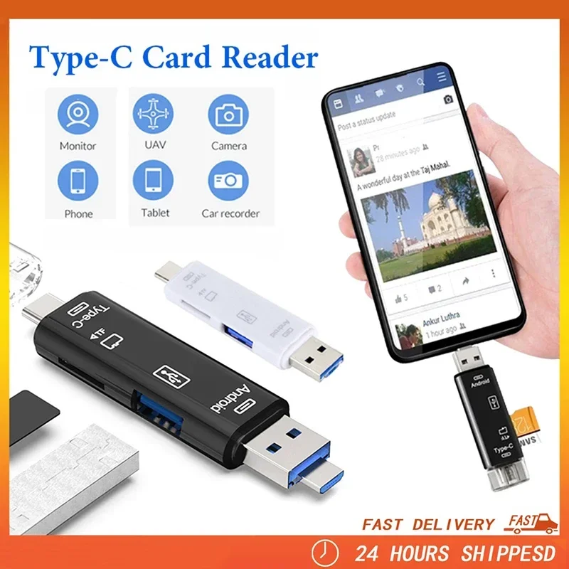 

5 в 1 USB C 3.0 Устройство чтения карт памяти Тип C Адаптер Micro USB OTG SD TF Адаптер для чтения карт памяти