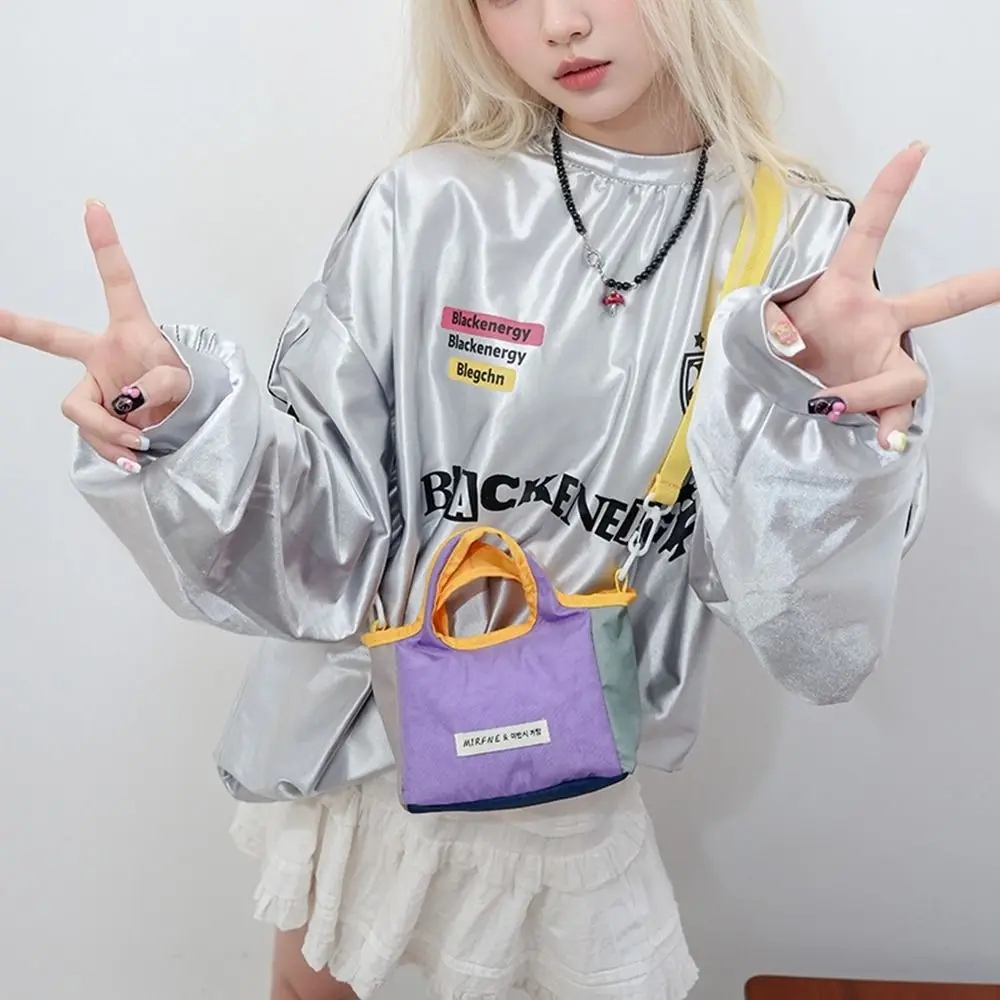 

Cute Korean Style Nylon Shoulder Bag Lightweight Cloth Foldable Shopping Bag Waterproof Handbag Eco friendly Storage Bag Outdoor