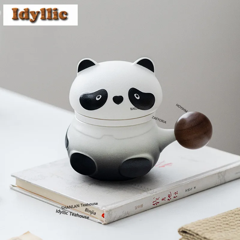 280ml Panda Big Head Filter Tea Separator Cup Creative Tea Mug With Infuser Handgrip Cups Tea Brewing Office Water Cup Gift