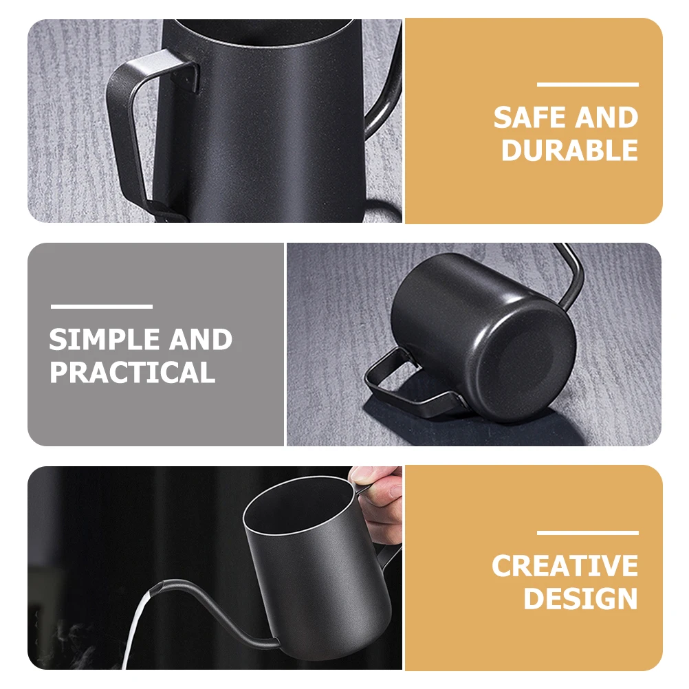

Stainless Drip Coffee Kettle 250ml Black Mini Maker Lightweight Compact Kitchen Bar Accessories