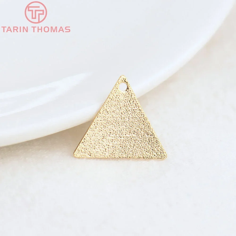 (4562) 20 peças 15x13mm buraco 1mm 24k cor dourada pingente triangular de latão pingente de alta qualidade acessórios de joias diy atacado