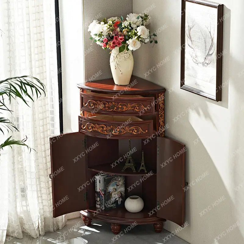 Living Room Triangle Cabinet Corner SmallElevator Storage  Short Retro Sofa