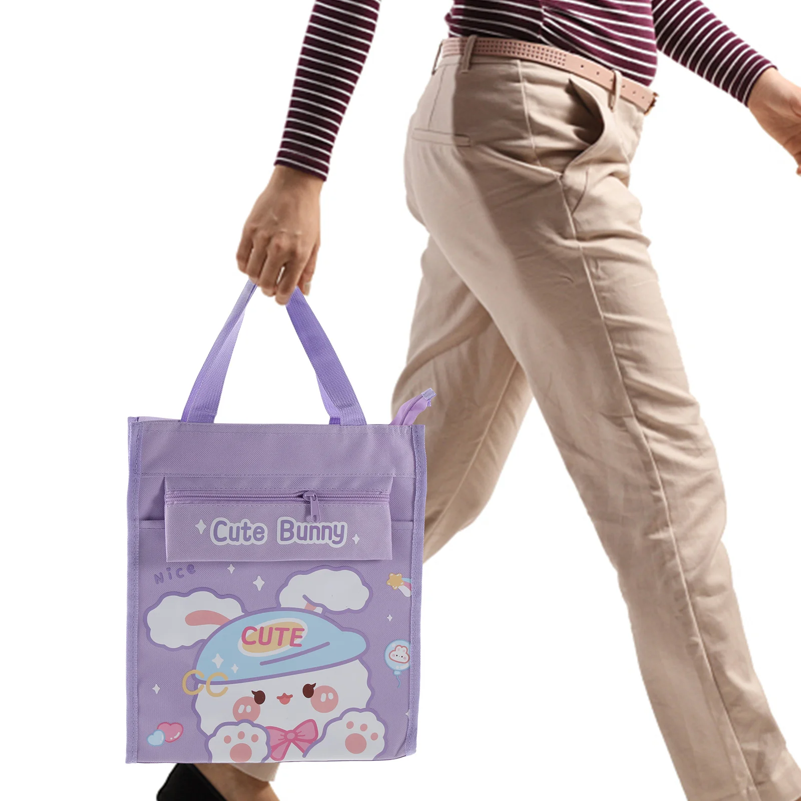 School Tote Bag Large Capacity Anti-Wear PVC Canvas Students Textbook Carrier File Storage Book Bag for School Gym Camping