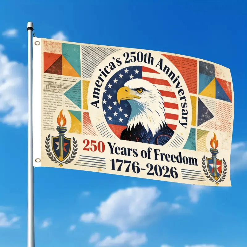 America 250th Anniversary Flag Eagle 250 Years of Freedom 1776 2026 Outdoor Courtyard Decoration