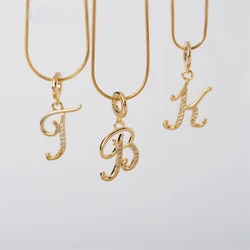 Gold Color Letter Pendant Necklace for Women Zircon Crystal Snake Chain Choker Alphabet Irregular A-Z Accessories Jewelry Gifts