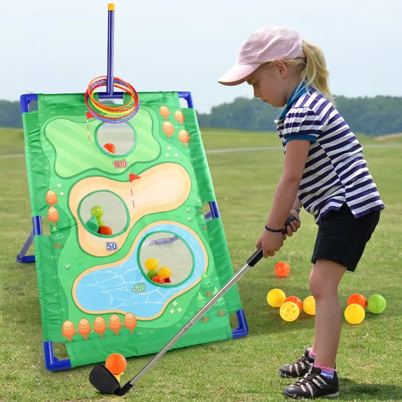 3-In-1 Children's golf Games Set Outdoor Game Portable Convenient Exercise Outdoor Golf Sport For 3/4/5/6 Years Old Kids