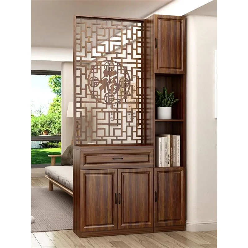 Entrance cabinet, living room partition cabinet,  new Chinese solid wood
