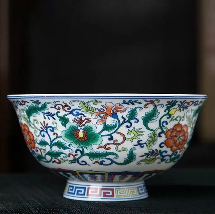 12CM Chinese Jingdezhen Porcelain Bowl with Floral Pattern Thin Tire Painted Kitchen Diningware