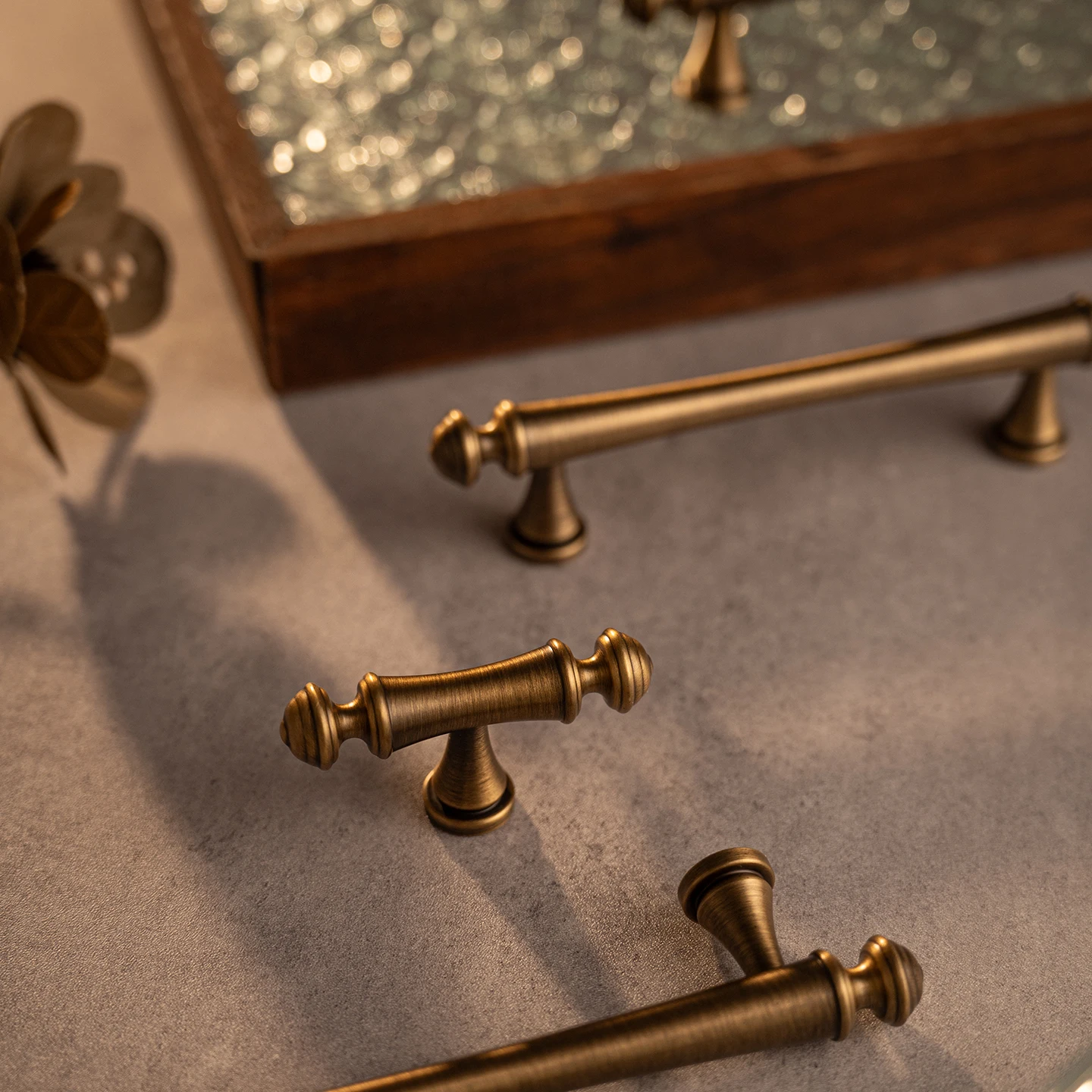 Antique brushed brass cabinet pull 4