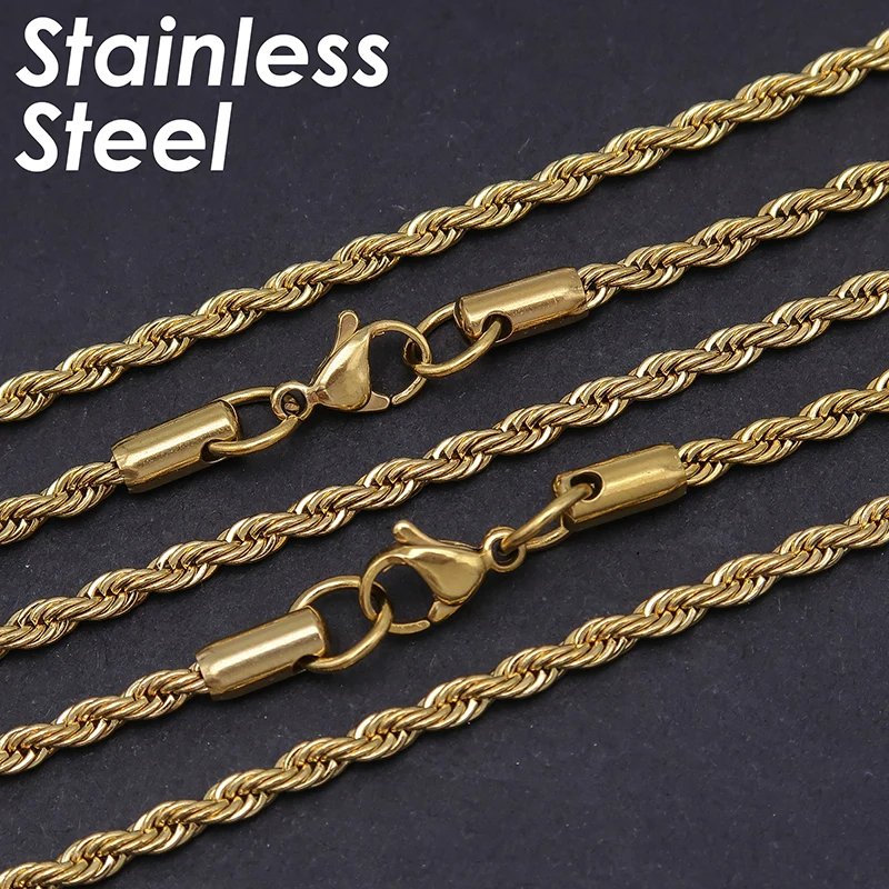 10 Pieces Rope Necklace for Men or Women Stainless Steel Rope