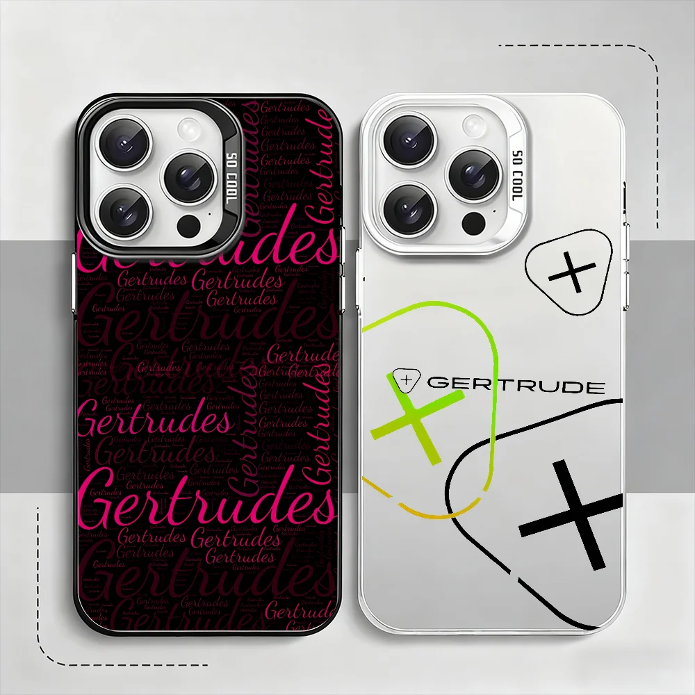 

Brand G-Gertrude-S phone case For iPhone 12 11 13 14 15 16 17 Max Pro Plus Mini Protective IMD Color Cover