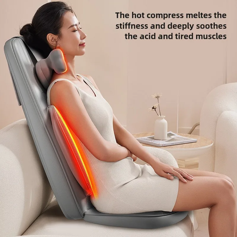 Home Automation Back Hot Compress Kneading Vibration Massage Seat Cushion Shiatsu Neck and Back Massager Massage Chair Cushion