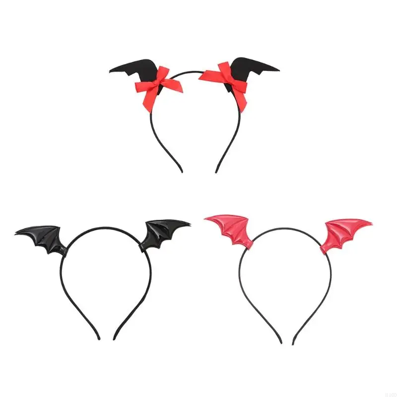 

340D Halloween Bat Wing Hair Hoop Bat Devil Hair Clips Photo Prop Party Headwear