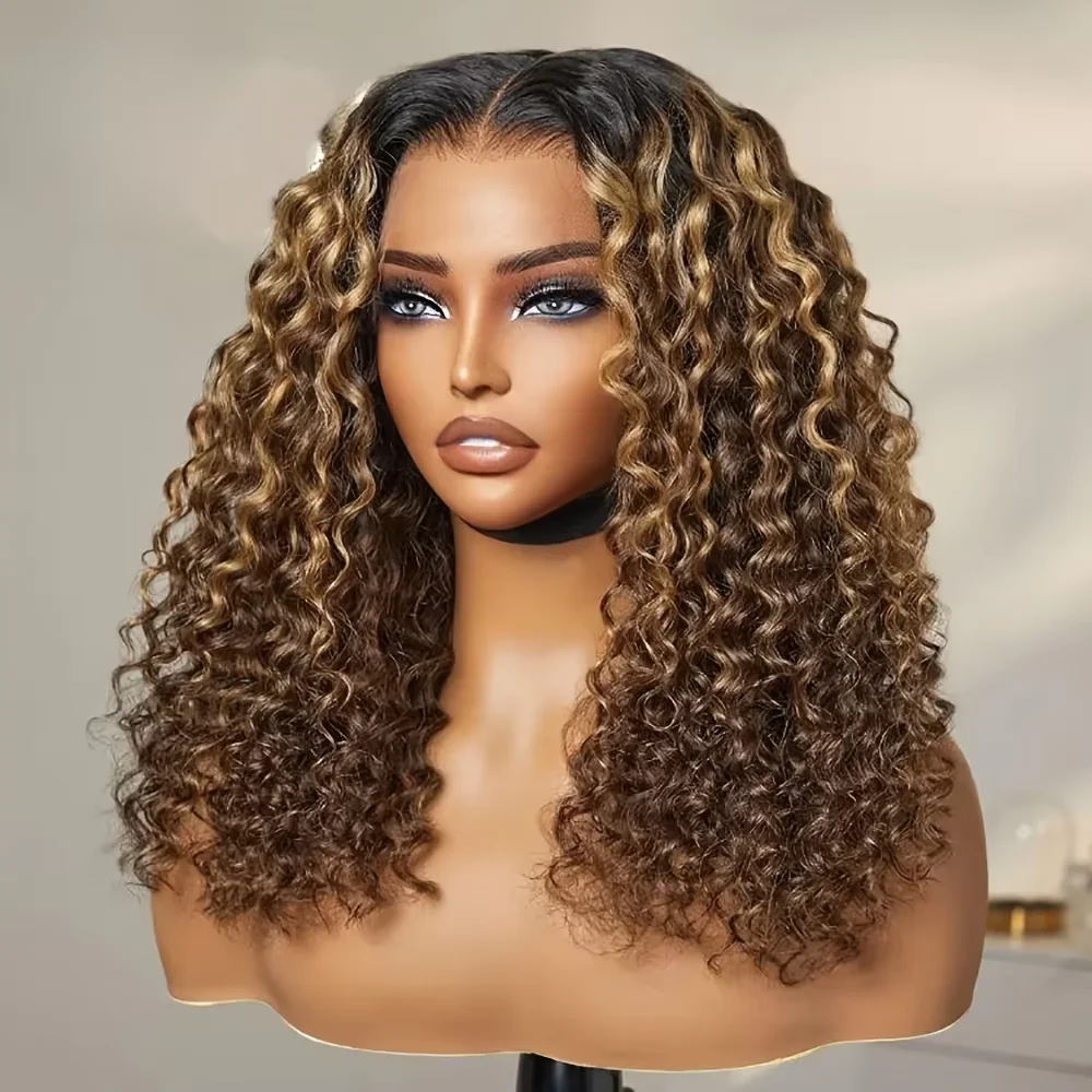 

Коричневый парик омбре с кружевной передней частью, 26 дюймов, мягкий, длинный, кудрявый, для женщин, с эффектом натуральных волос, синтетический, предварительно снятая линия роста волос, без клея, на каждый день