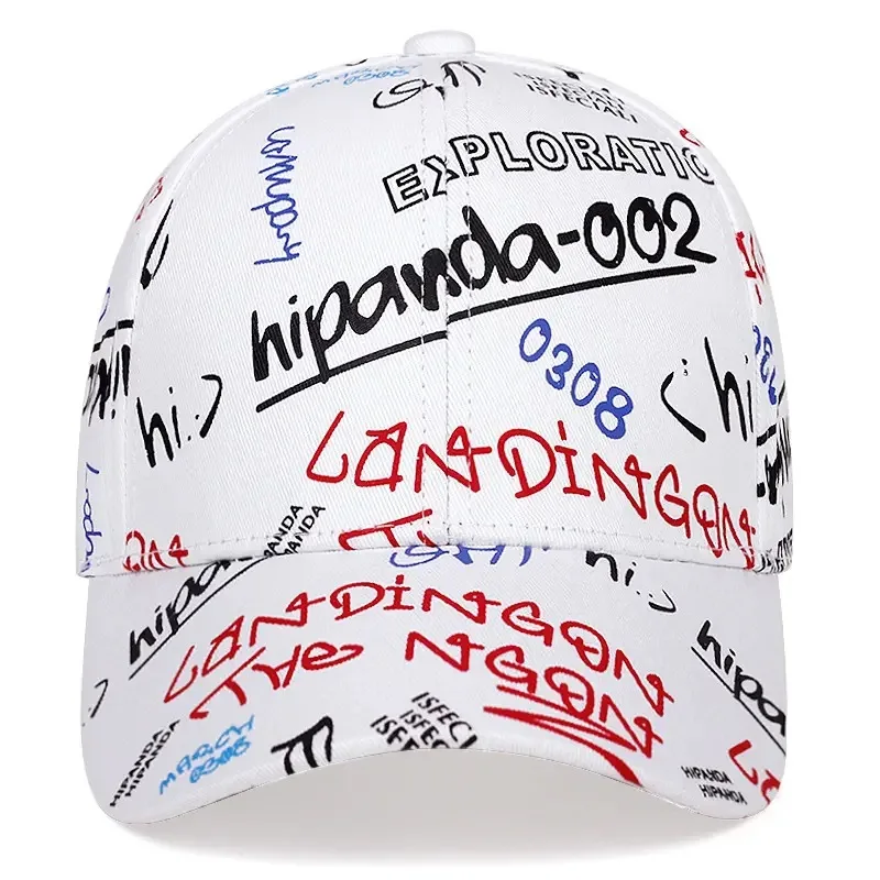 Czapka z daszkiem Graffiti Angielskie litery Koreański nadruk Casual Hat Student Cap Trend Dome Visor