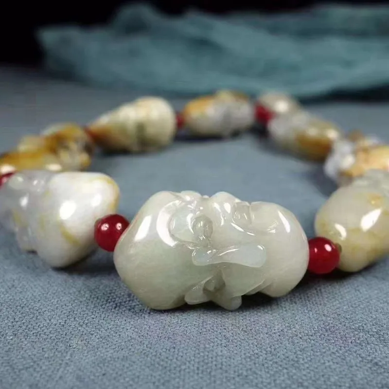 Chain Natural Hotan Seed Material With Skin Jade Crafts Luo Han Handheld