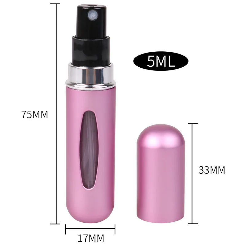 Dispenser di profumo Flacone spray riempito con fondo da 5 ml Flacone di profumo Il fondo in alluminio può essere riciclato Flacone per cosmetici portatile