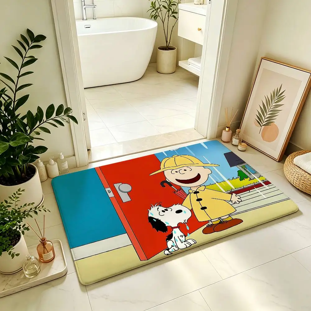 Cartoon S-Snoopys Cute Carpet Bathroom Anti-slip Mat Door Mat Home Decoration Mat Entrance Door Mat Scratch-resistant Door Mat