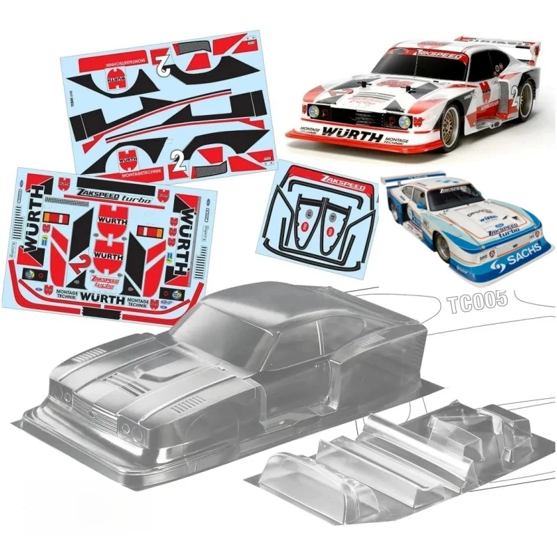 

Прозрачный кузов Lexan 1:10 Ford Zakspeed Капри Gr5 с задним спойлером, подходит для шасси для дрифта на радиоуправлении Tamiya TT01 TT02 Kyosho hsp