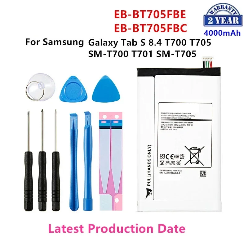 Brand New Tablet EB-BT705FBE EB-BT705FBC 4900mAh Battery For Samsung Galaxy Tab S 8.4 T700 T705 T700 T701 SM-T705 +Tools