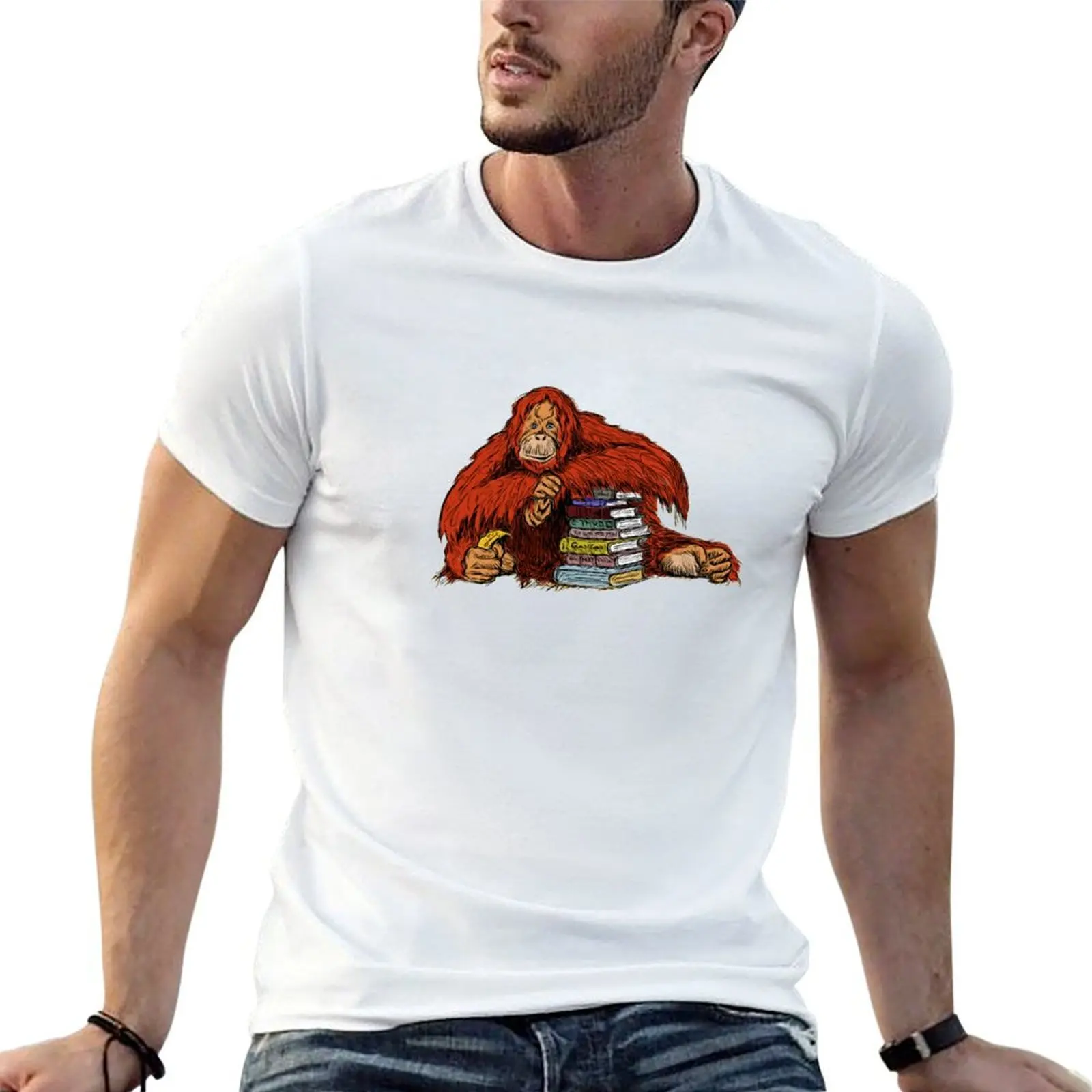The Librarian Guarding Books T-Shirt graphics vintage clothes clothing for men
