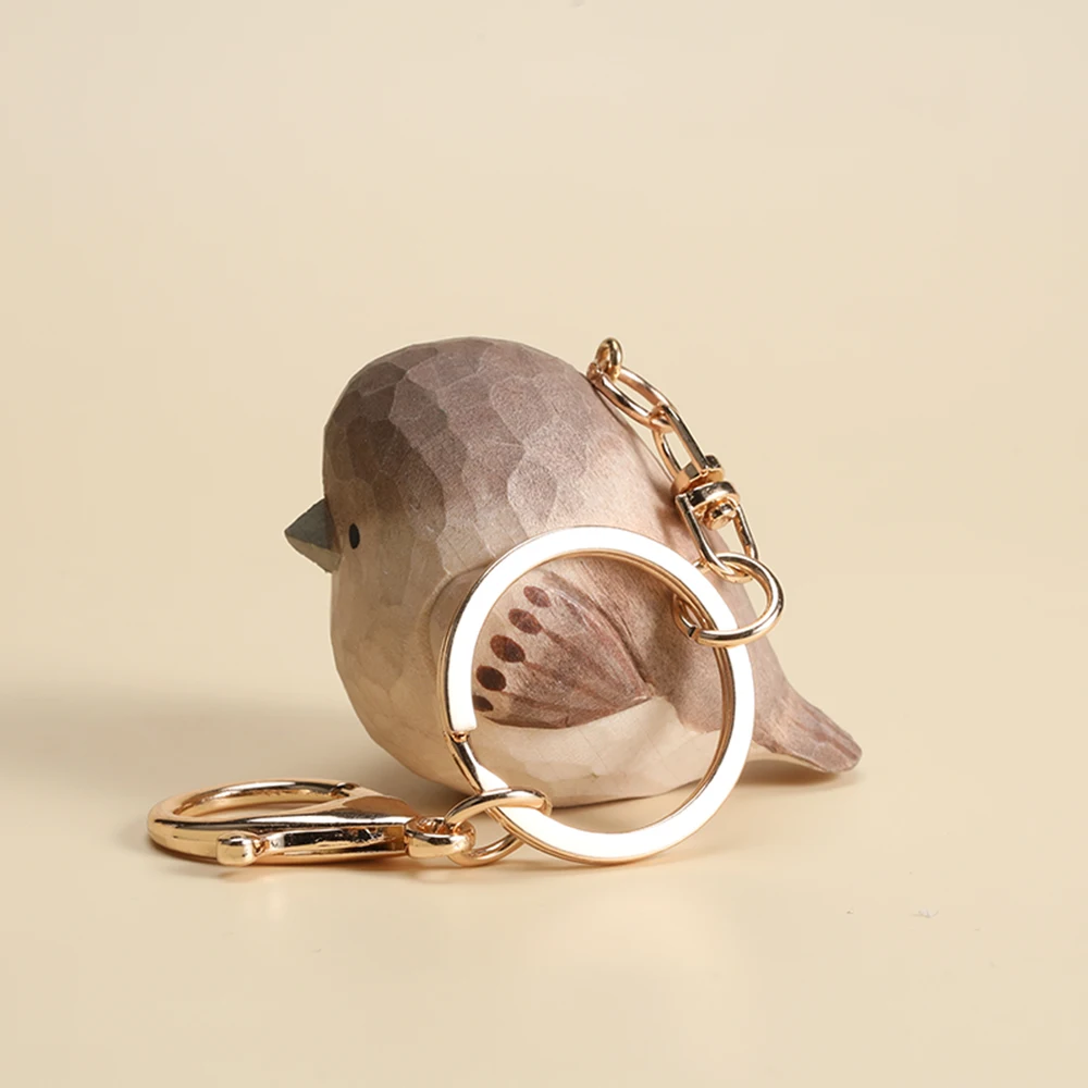 Sparrow Ornament Key Chain Car Pendant Key Ring Brown Sparrow Ornaments Gifts for Friends Cute Bag Decorations Key Accessories