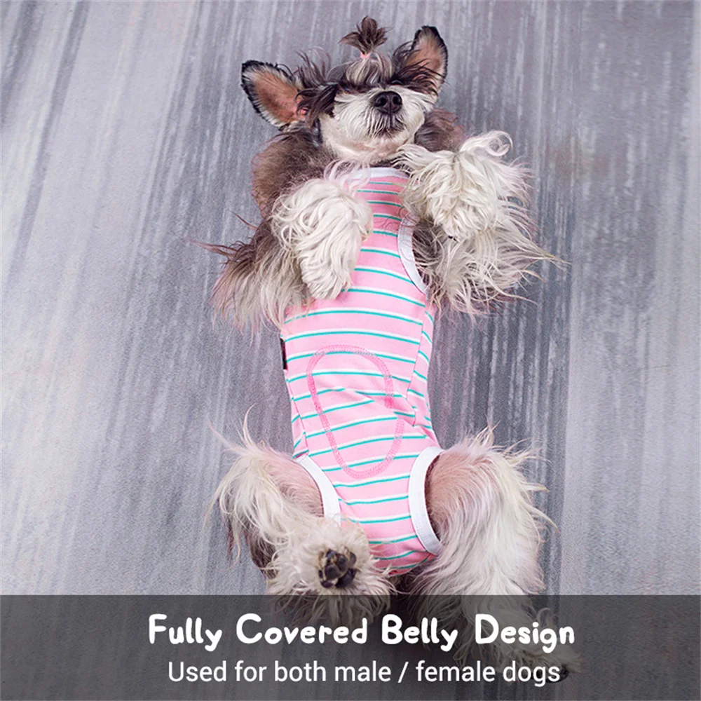 Recovery Suit for Dogs After Surgery Recovery Shirt Vest Anti-Licking Dog Diaper Sanitary Panties for Male or Female Pup Stripes