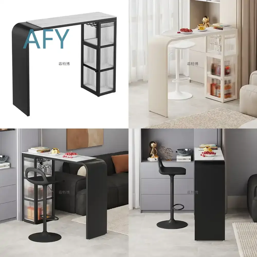 Bar Table for Small Space Balcony Living Room Sofa Area Leisure Mini Bar Partition Cabinet Tall Strip Rock Slab Desk