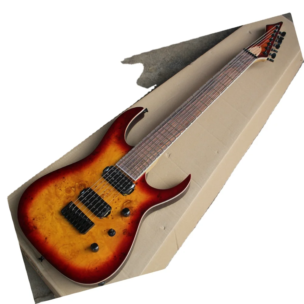 

STLFFlyoung Cherry Sunburst 7 Strings Electric Guitar Stringed Instruments Black Hardwares GUitar