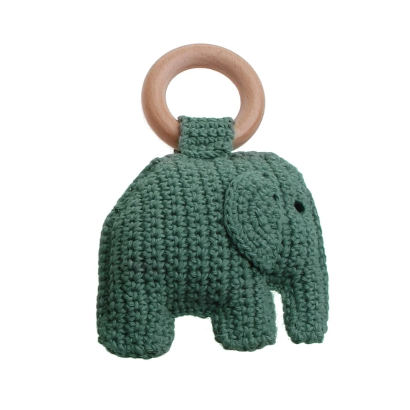 Mordedor de ganchillo de elefante calmante personalizado, juguete de juego Molar suave, sin BPA, novedad de 2023