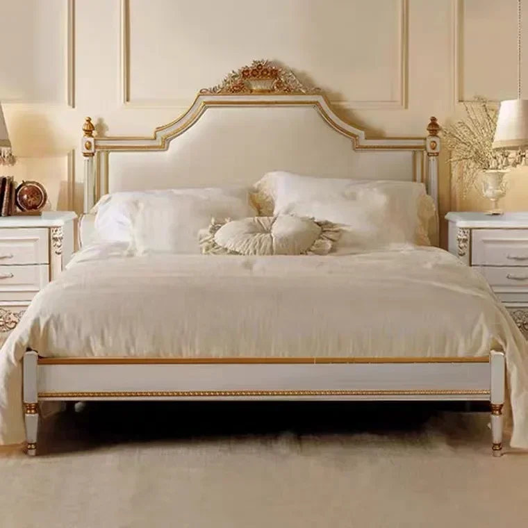 American light luxury French princess European master bedroom wedding bed modern simple 1.8m solid wood double storage bed