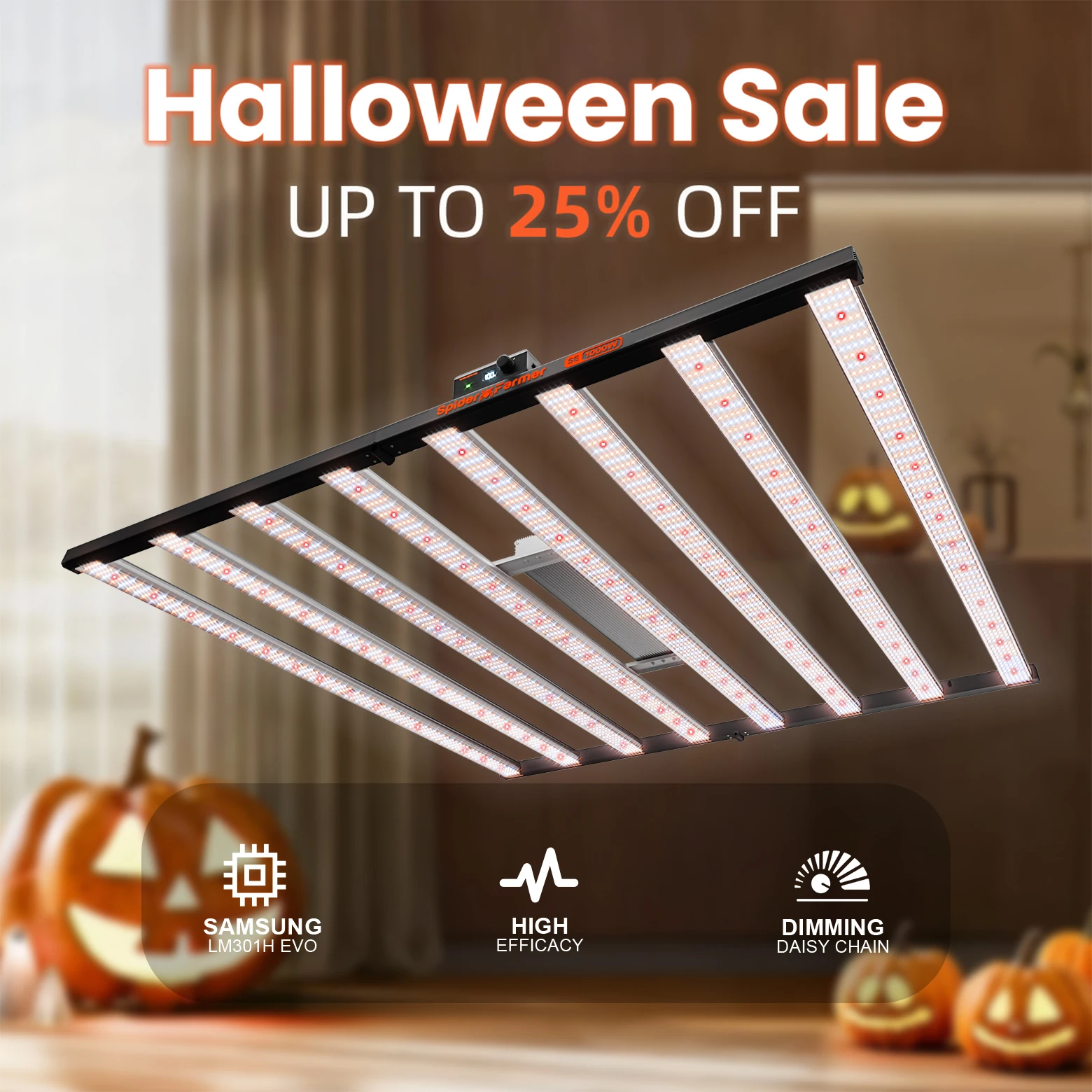 

Spider Farmer SE1000W Светодиодный светильник для выращивания растений LM301H EVO Bluetooth и Wi-Fi Smart APP Управление с регулируемой яркостью Высокая эффективность для 2x2FT