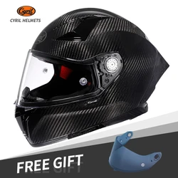 Casco de Moto de fibra de carbono para hombre y mujer, protector de cabeza de Moto ligero Cyril