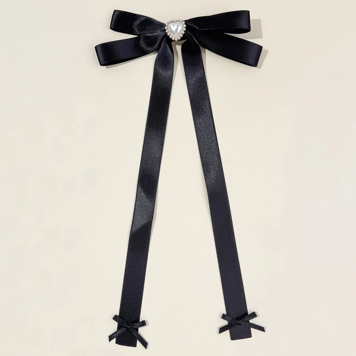 30pcs Satin Ribbon Hair Bow Clips 5 Inch Super Long Tassel Pearl Heart Barrettes Girls Women Hairpins Kids Hairgrips Headwear