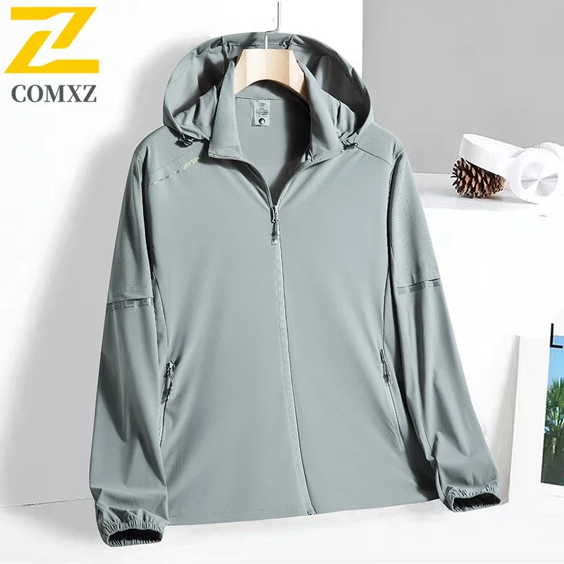 Couple Outdoor Sun Protection Clothing Detachable Cap Design Loose and Breathable Ice Silk Jacket Hiking and Fishing Hooded Coat