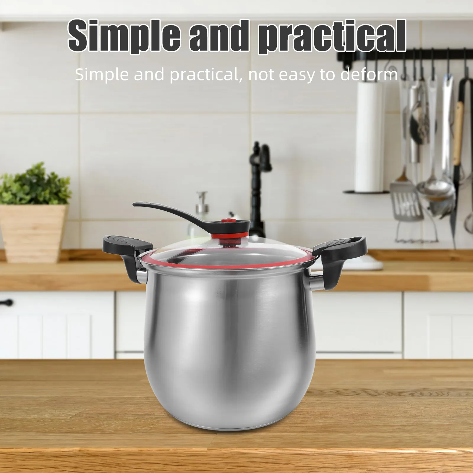 Stainless Steel Pressure Cooker 8L Soup Stock Pot with Lid for Pasta Noodles Sauces and Stews