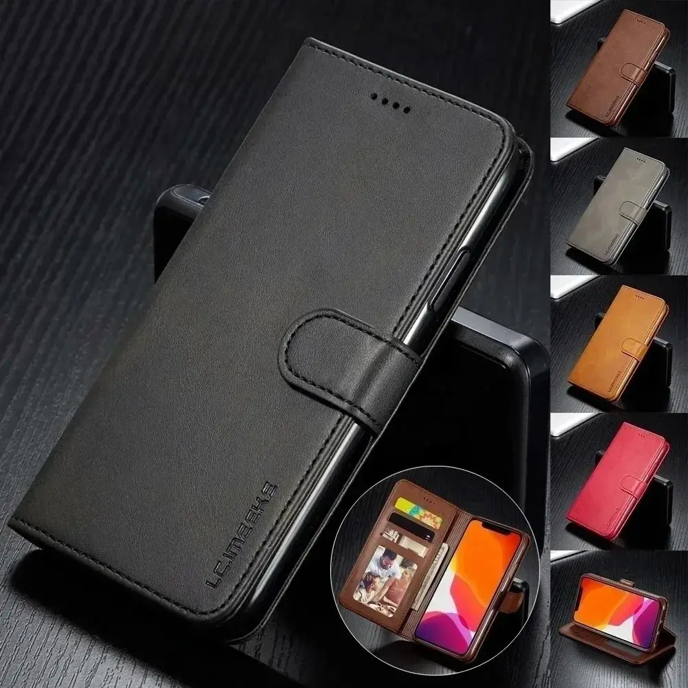 Leather Wallet Case for iPhone 15 14 13 12 Pro Max Mini 11 XS XR X SE 2020 8 7 6 6s Plus 5S 5 Luxury Flip Cover Coque Card Slot