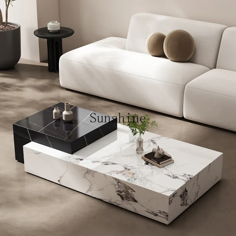 

Italian minimalist rock slab coffee table Modern simple living room Household rectangular combination coffee table