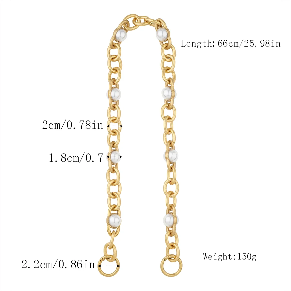 66/70CM Plated Metal Pearl Purse Chain Strap Handbag Handles Diy Purse Replacement Chain For Women Shoulder Bag Handbags Straps