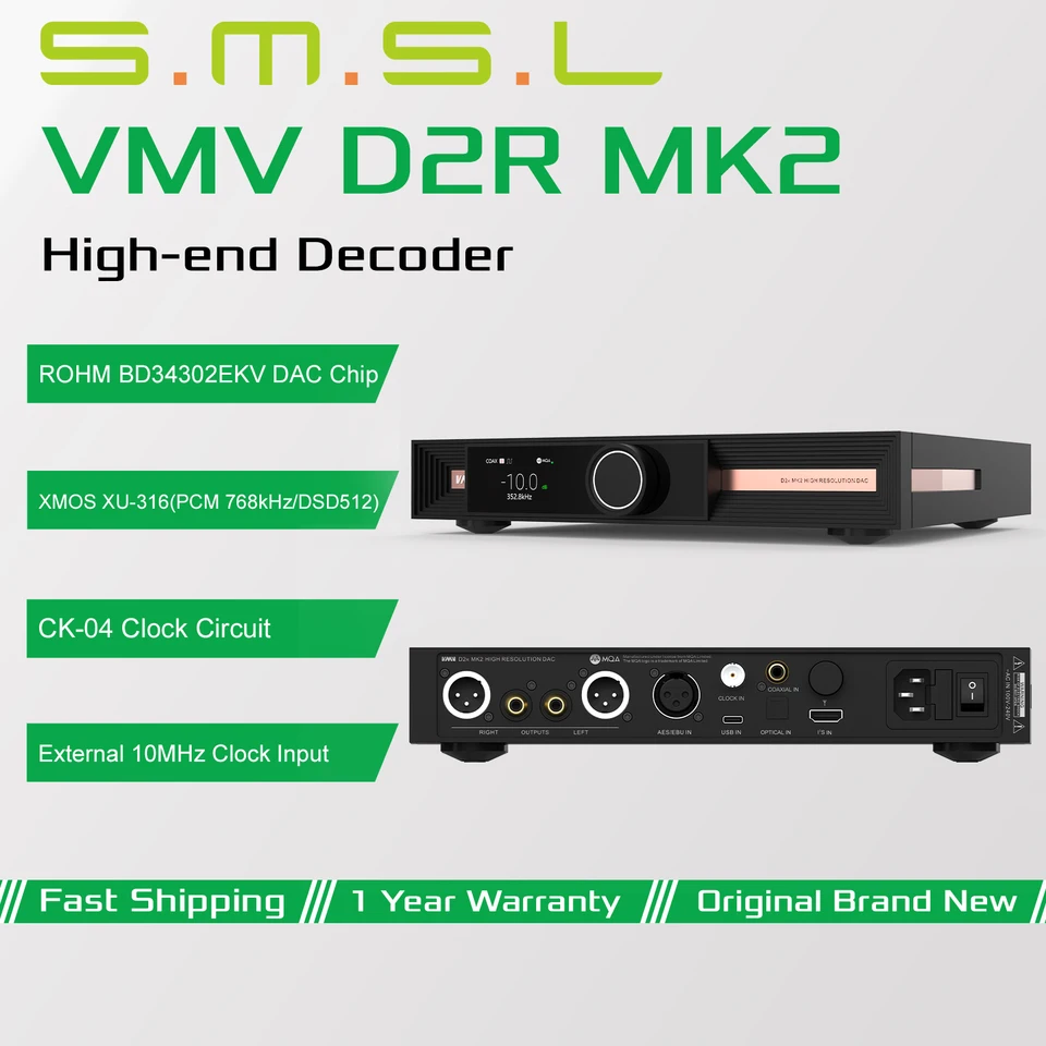 SMSL VMV D2R MK2 Hi-Res Audio Decoder ROHM BD34302EKV DAC Chip