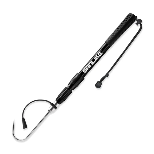 SANLIKE-anzuelo de pesca telescópico con lanza de acero inoxidable, agarre antideslizante, accesorio de equipo de pesca al aire libre para captura segura