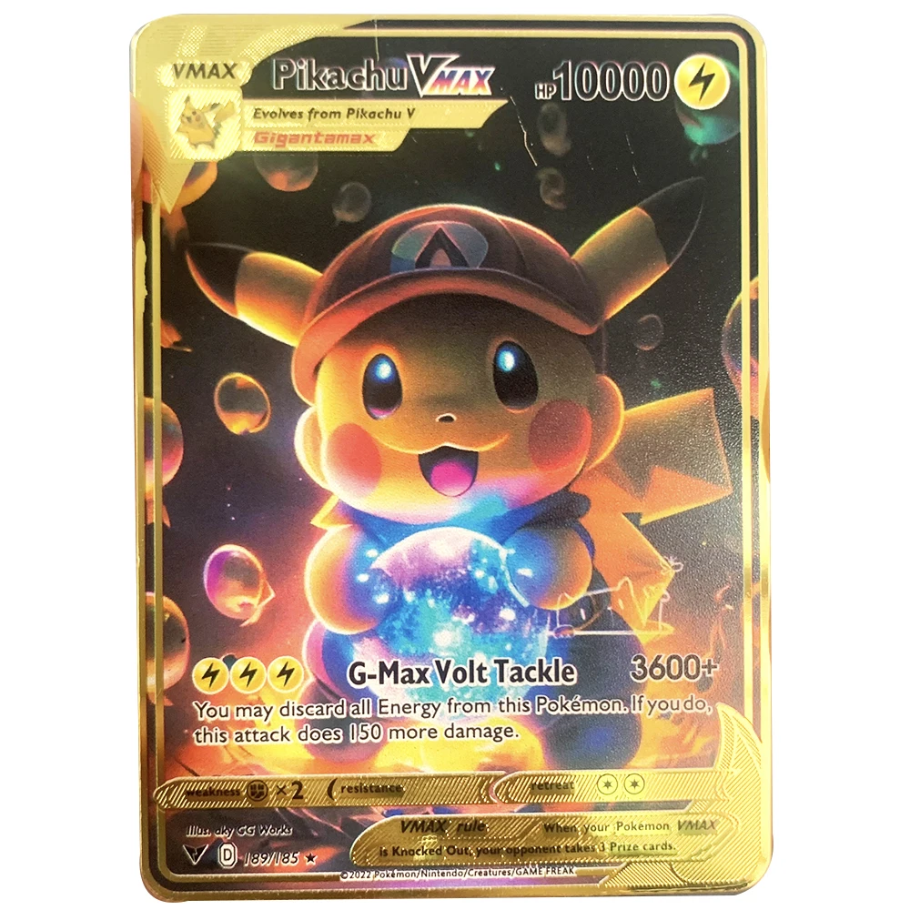 English Pokemon Metal Card Letters VMAX Charizard GX Pikachu Mewtwo cartas pokemon english Collection Gold Cards Kids Toy Gifts