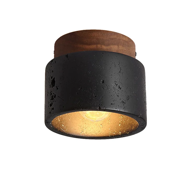 

Japan Wabi Sabi Decorative Ceiling Lamp Corridor Balcony Ceiling Black Hole Stone Living Room Bedroom LED Ceiling Light