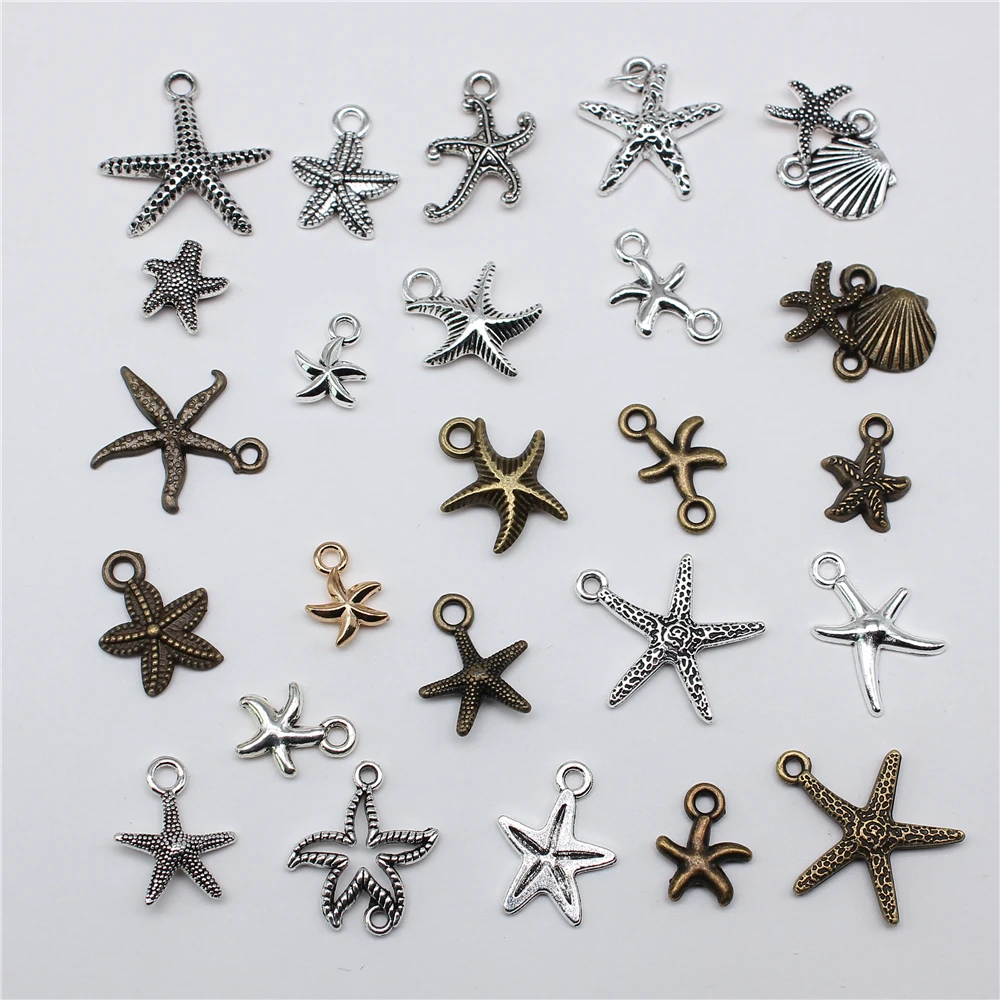 20pcs Conch Shell Starfish Connector Charms Pendants For Jewelry Making DIY Handmade Craft